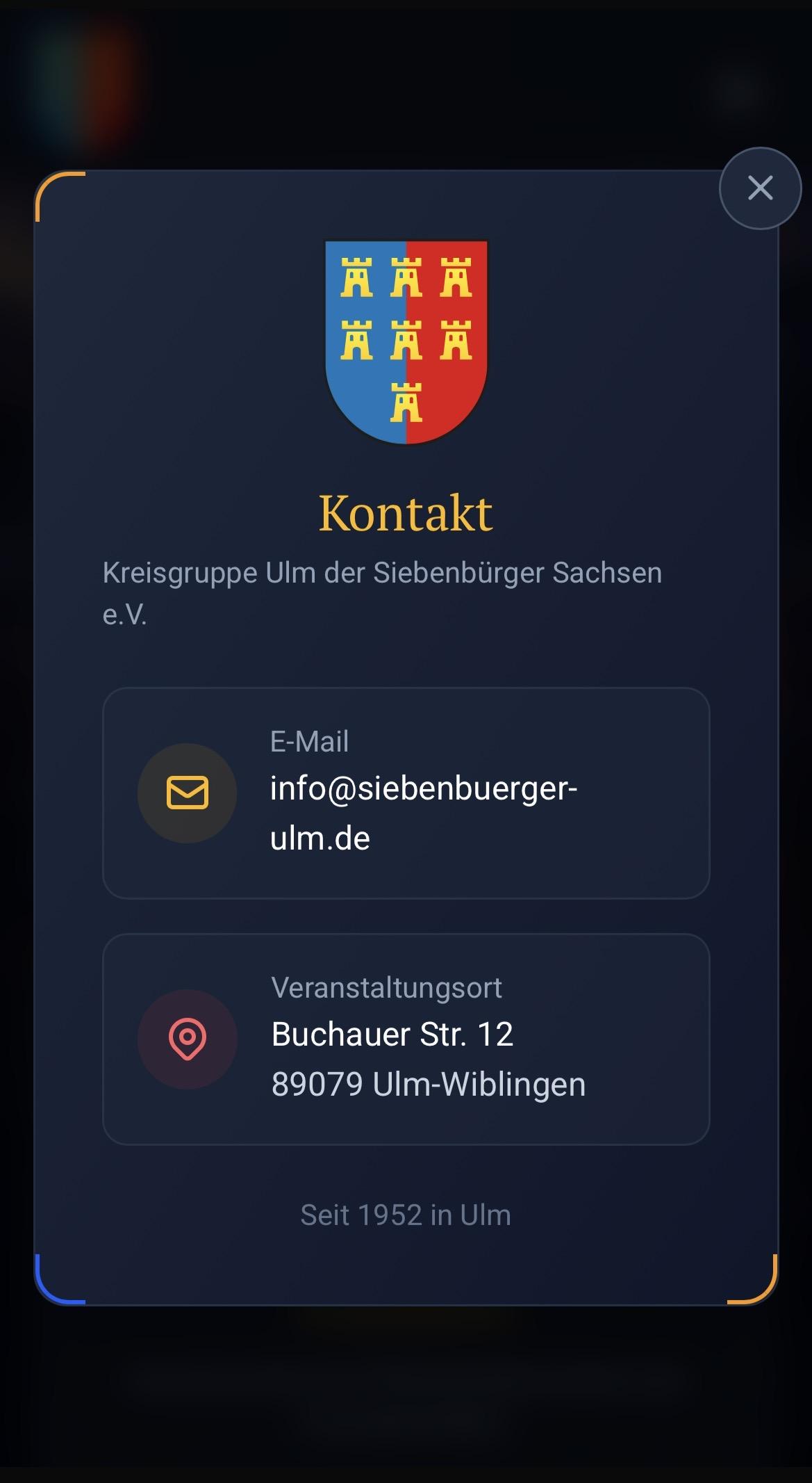 Siebenbürger Sachsen Website Kontakt Mobile