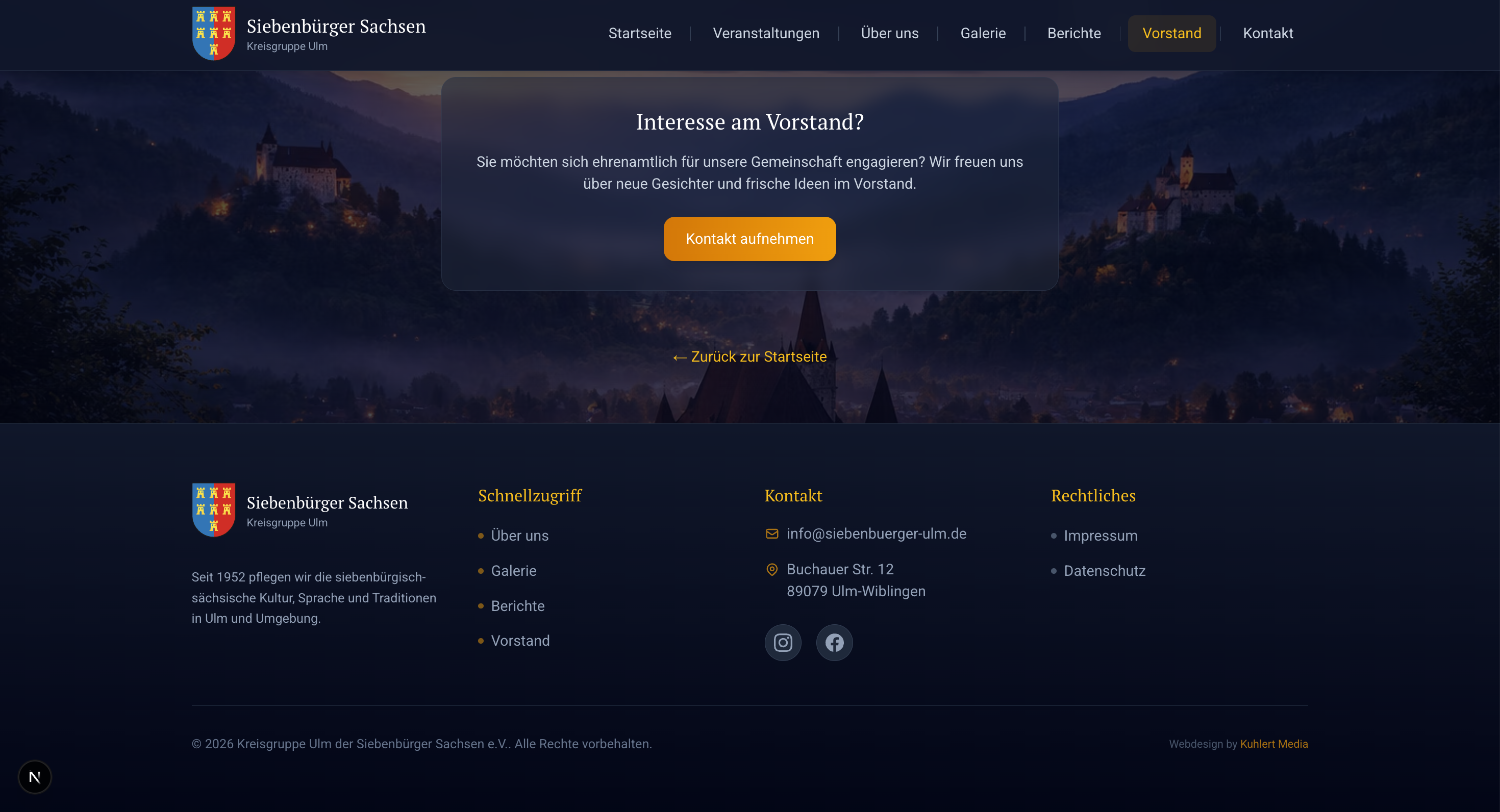 Siebenbürger Sachsen Website Kontakt