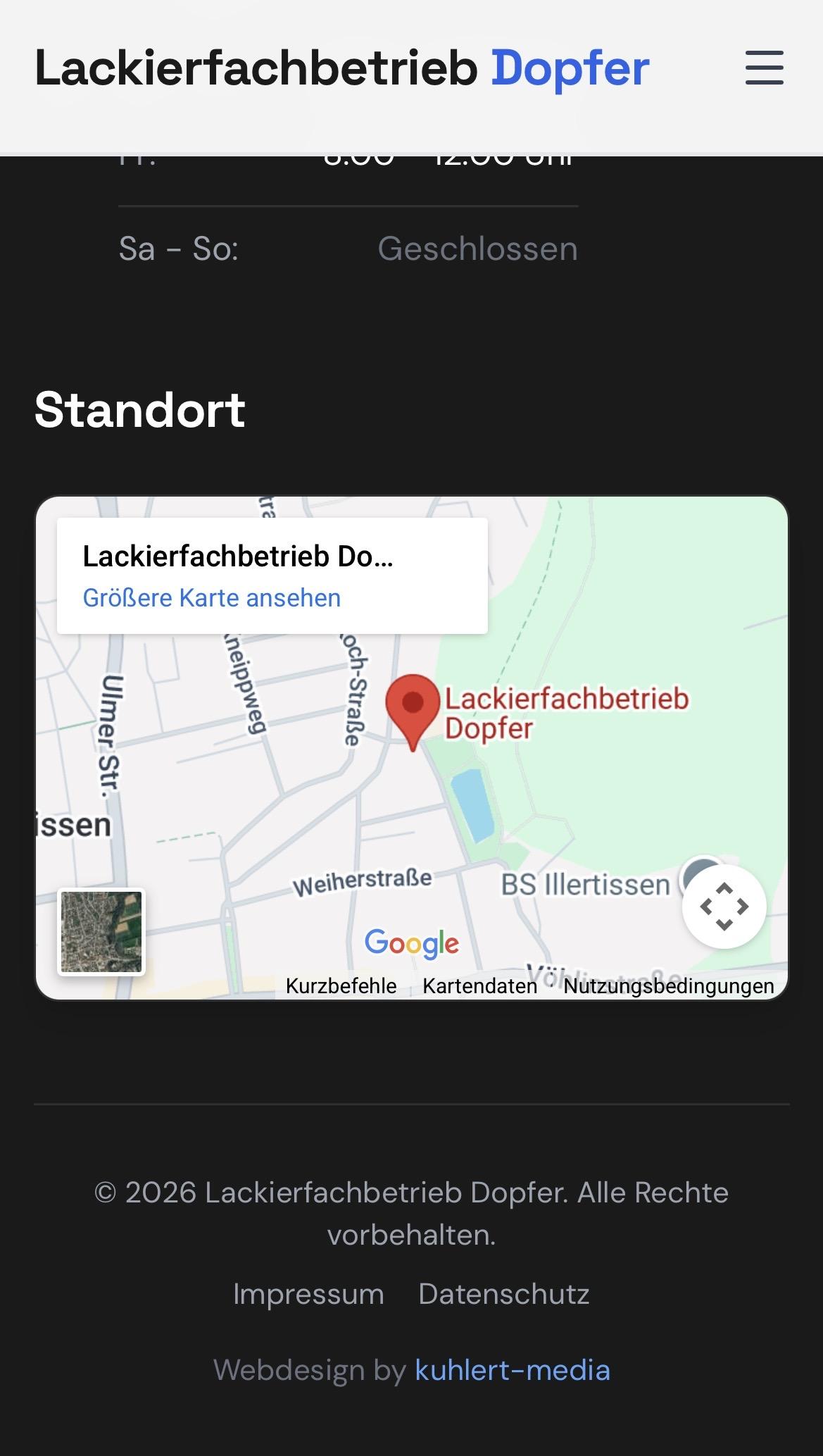 Dopfer Website Kontakt Mobile