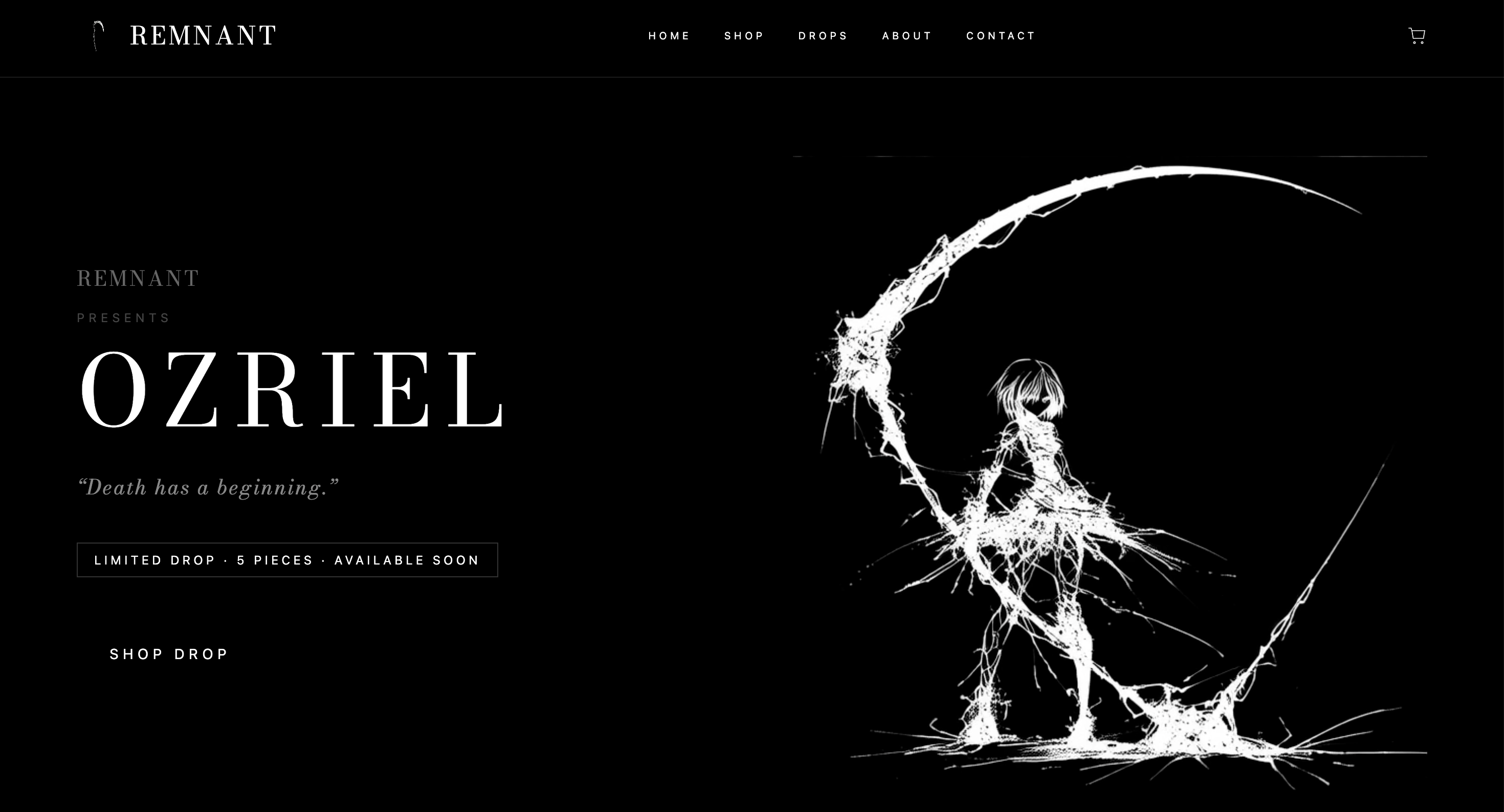 REMNANT-Clothing Hero Section - Desktop Ansicht