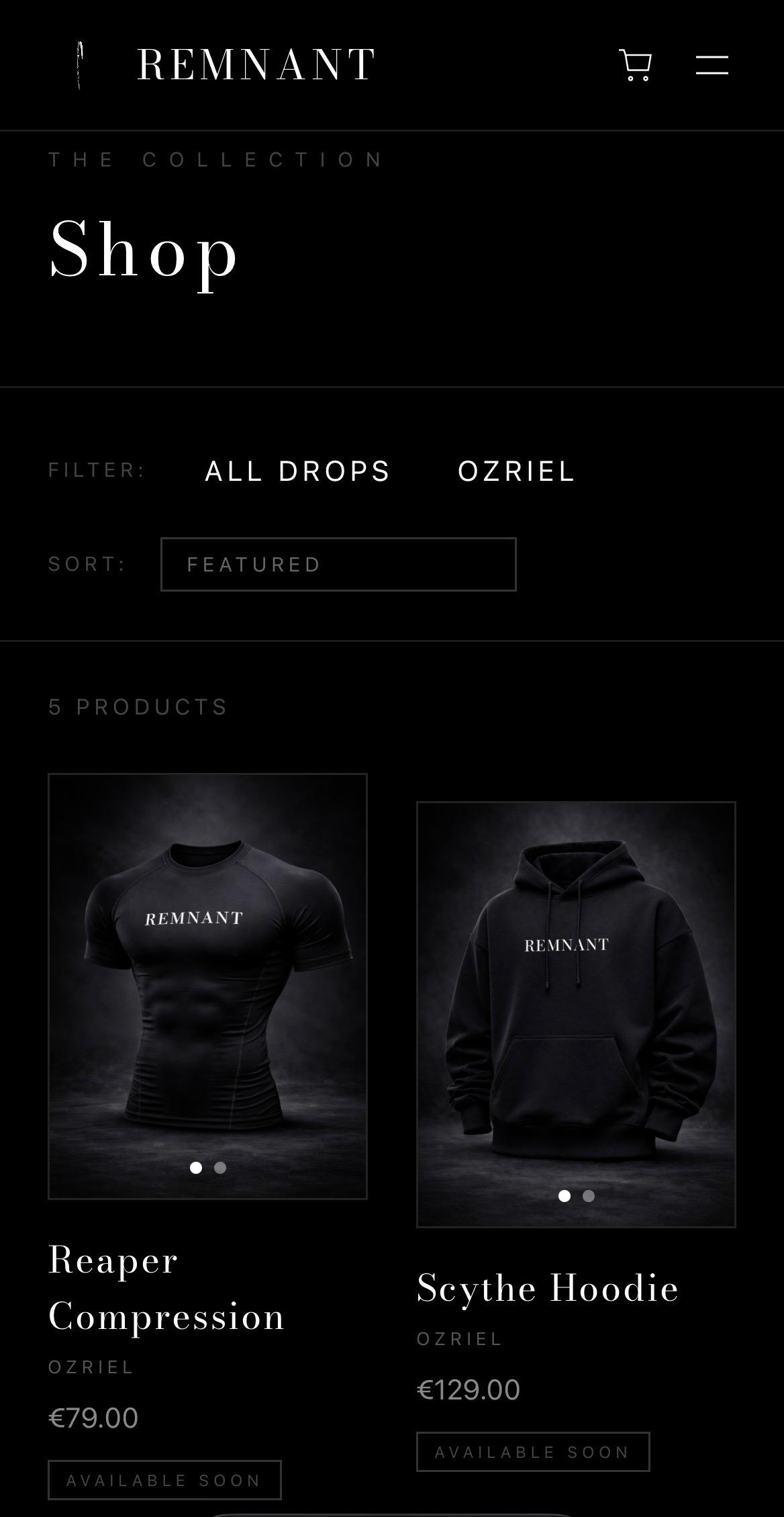 REMNANT-Clothing Shop - Mobile Ansicht